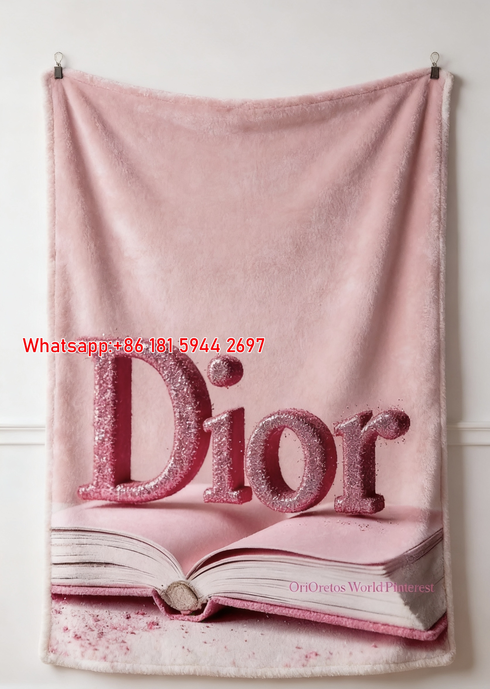 Pink Dior Style Flannel Blanket Throw Sofa Decor D101
